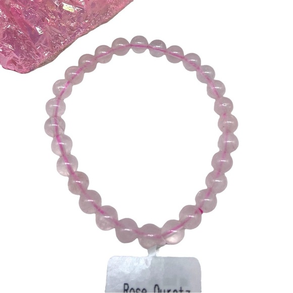 6mm Rose Quartz Beaded Stretch Bracelet Natural Stone Gemstone Crystal Boho Pink - Picture 4 of 5